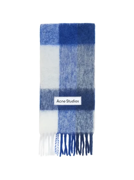 Унисекс шарф Acne Studios в клетку с аппликацией, синий