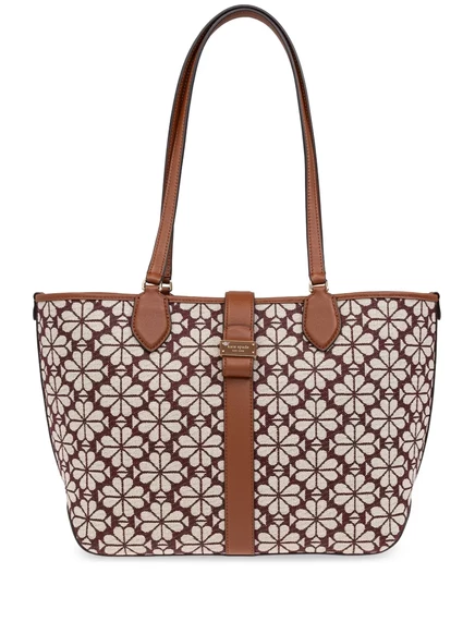 Женская сумка-тоут Kate Spade флоральный жаккард, бордово‑бежевая