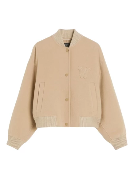 Женская куртка Weekend Max Mara из шерстяного микса с нашивками, бежевая