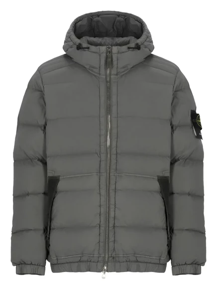 Мужской пуховик Stone Island 4100040 с капюшоном, серый