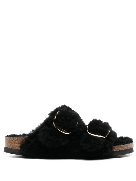 Унисекс сланцы Birkenstock Arizona с мехом, черные
