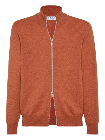 Мужской кардиган Brunello Cucinelli на молнии, оранжевый