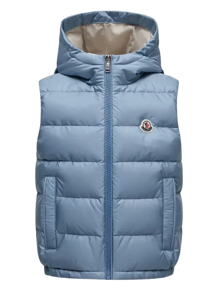 Стеганый жилет Moncler Enfant с капюшоном blue
