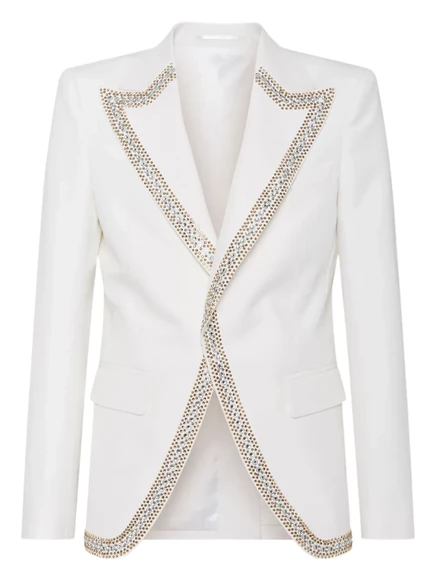 Мужской пиджак DSQUARED2 с кристаллами, белый