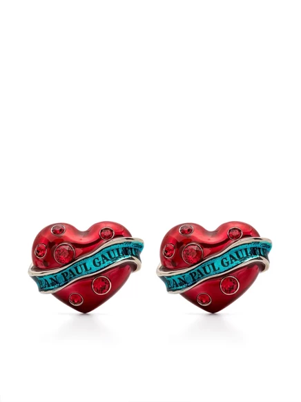 Женские серьги Jean Paul Gaultier The Big Heart серебристые с кристаллами