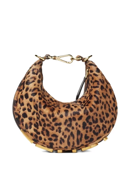 Сумка через плечо с леопардовым принтом FENDI mini Fendigraphy brown