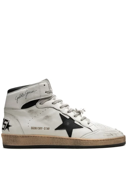 Унисекс высокие кеды Golden Goose Sky-Star кожаные, белые