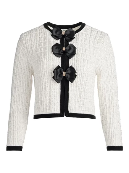 Женский кардиган Alice & Olivia с бантом и стразами, белый