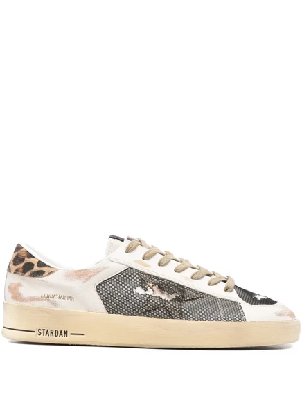 Мужские кеды Golden Goose Stardan леопардовые, белые