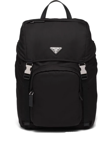 Рюкзак с несколькими карманами в виде таблички с логотипом Prada black