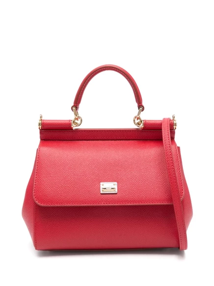 Кожаная сумка-тоут Dolce & Gabbana red