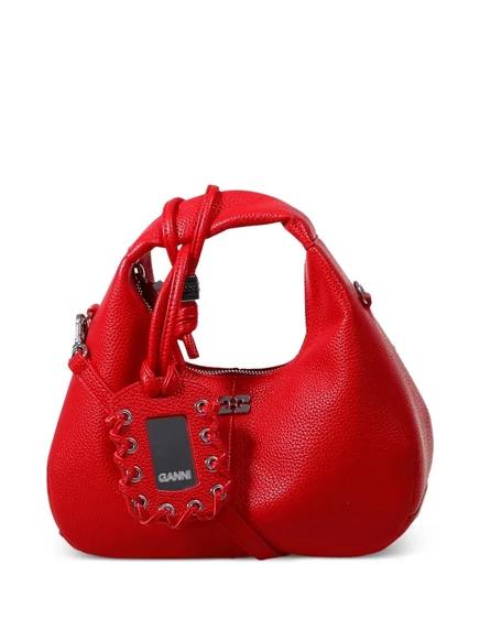 Женская сумка-тоут Ganni Mini Hobo с кружевной отделкой, красная