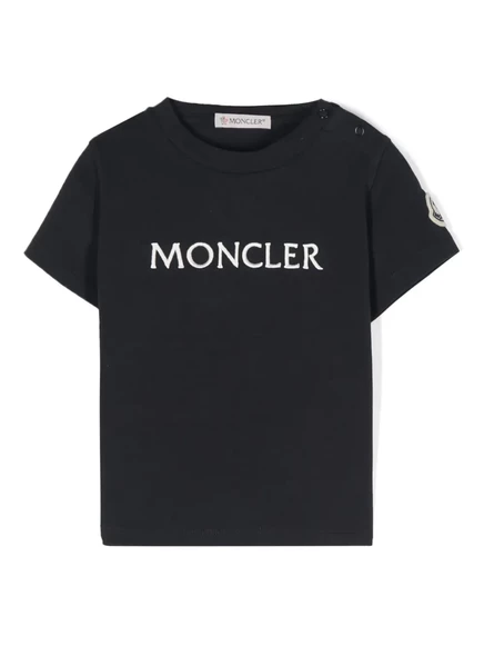 Детская футболка Moncler Enfant с вышивкой, синяя
