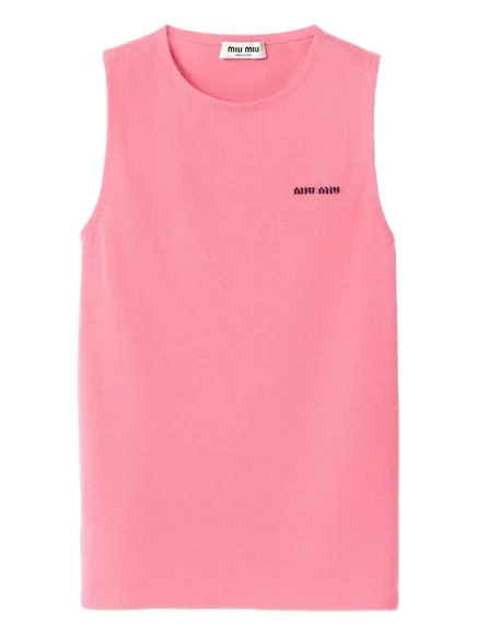 Жилет без рукавов с логотипом Miu Miu intarsia pink
