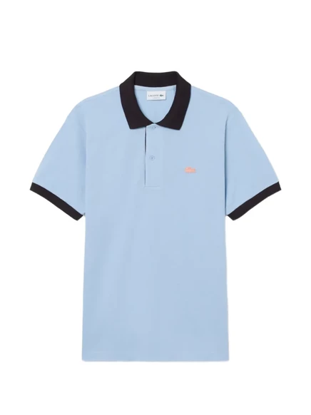 Мужское поло Lacoste Classic Fit с контрастной отделкой, синее