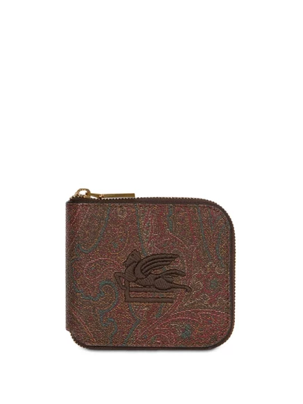 Кошелек etro жаккардовый с узором пейсли, коричневый