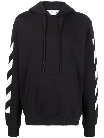 Белоснежная толстовка с капюшоном Diag Arrow black
