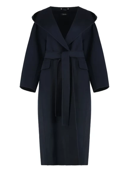Женское пальто S. Max Mara с капюшоном, темно-синее