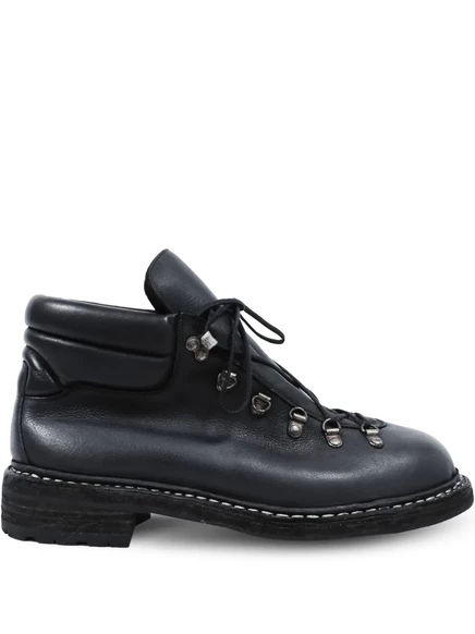 Ботильоны из натуральной кожи Guidi на шнуровке black