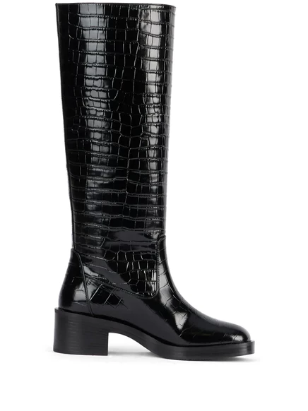 Женские сапоги Stuart Weitzman под крокодил, черные