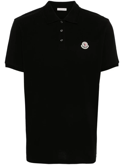 Мужская поло Moncler с аппликацией логотипа, черная