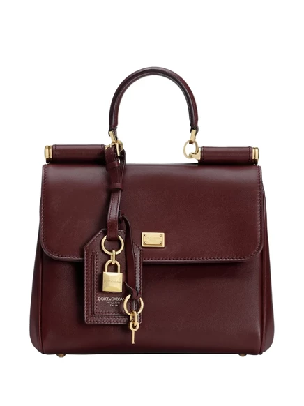Кожаная сумка Dolce & Gabbana medium My Sicily, украшенная висячим замком red