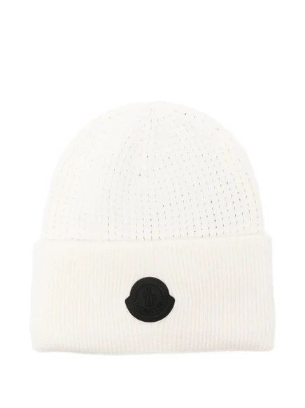 Шапка Moncler с нашивкой логотипа, белая