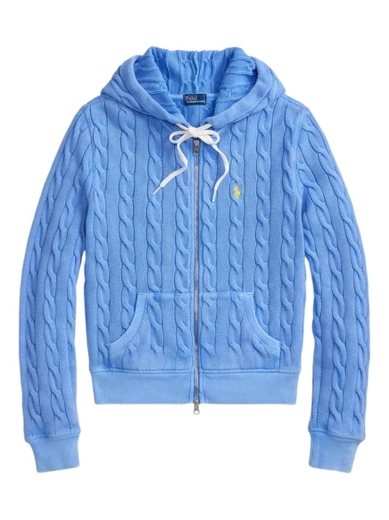 Женское худи Polo Ralph Lauren вязаное из хлопка, синее