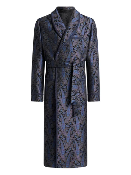 Мужской жаккардовый халат Etro с пейсли, синий
