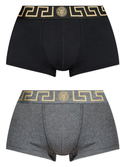 Мужские боксеры Versace из хлопка, набор из 2 шт., черно-серые