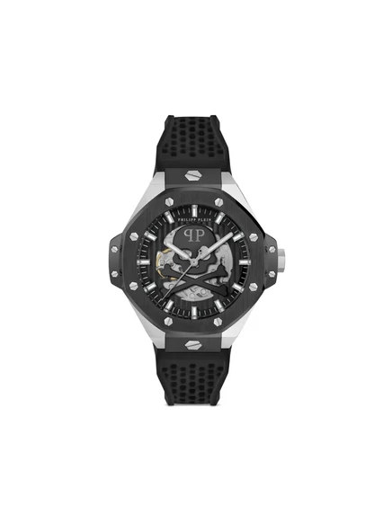 Мужские часы Philipp Plein Skeleton Royal 44 мм автомат резиновый ремешок черные