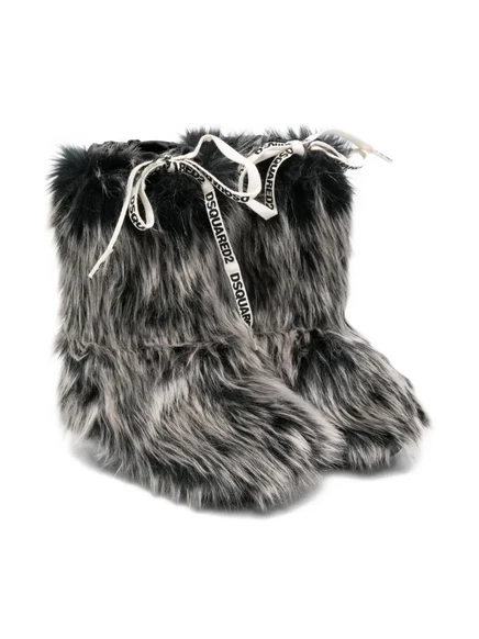 Ботинки для девочек Dsquared2 Kids с мехом, серые