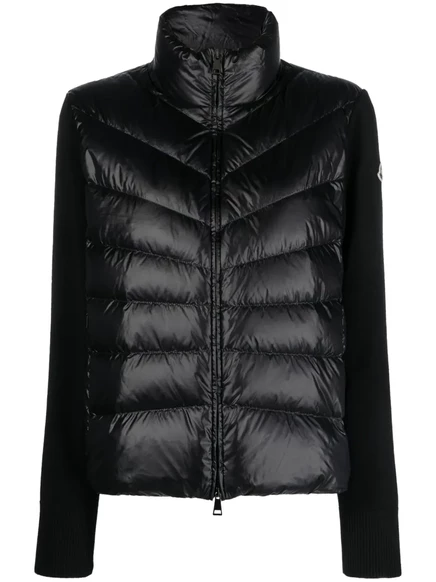 Женская пуховая куртка Moncler, с вязанными панелями, черная