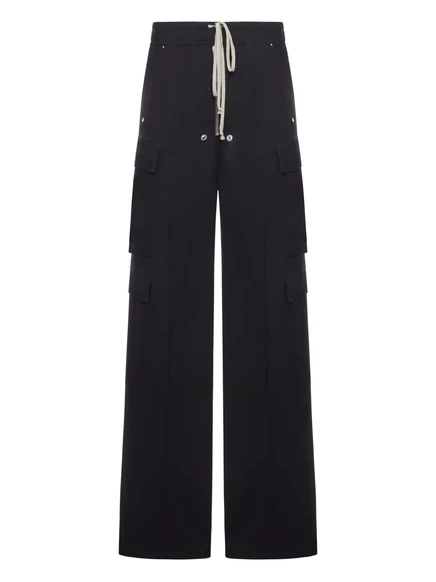 Мужские шерстяные брюки-карго Rick Owens с кулиской, черные