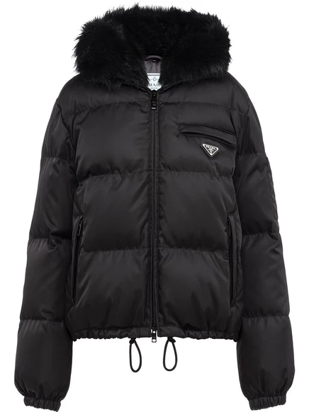 Пуховик Prada из переработанного нейлона и габардина black