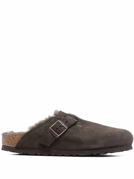 Женские мюли Birkenstock Boston с меховой подкладкой, хаки