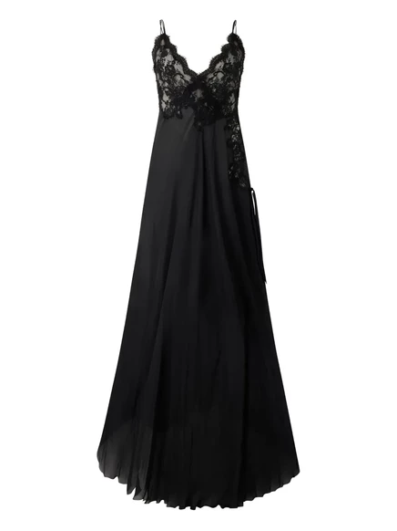 Вечернее платье макси из шелка с кружевными вставками Roberto Cavalli black