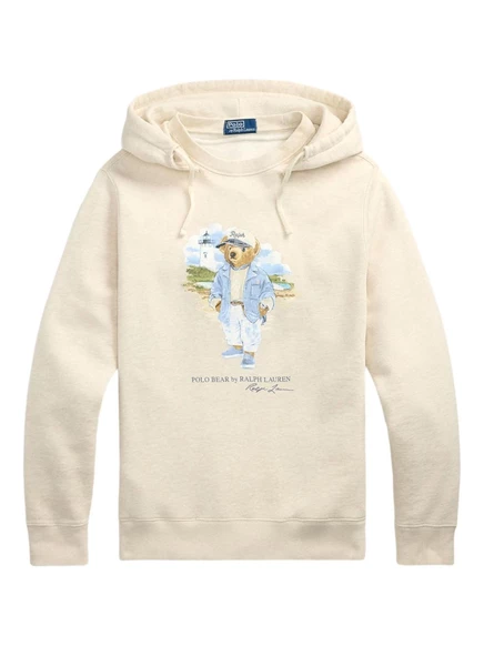 Мужская толстовка-худи Polo Ralph Lauren с медвежьим принтом, светло-бежевая