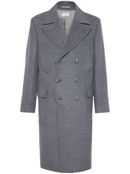 Двубортное шерстяное пальто Brunello Cucinelli grey