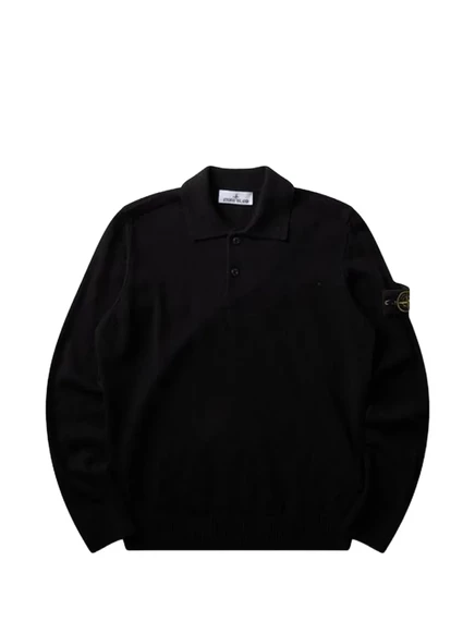 Мужской джемпер-поло Stone Island 5100018 из шерсти, черный