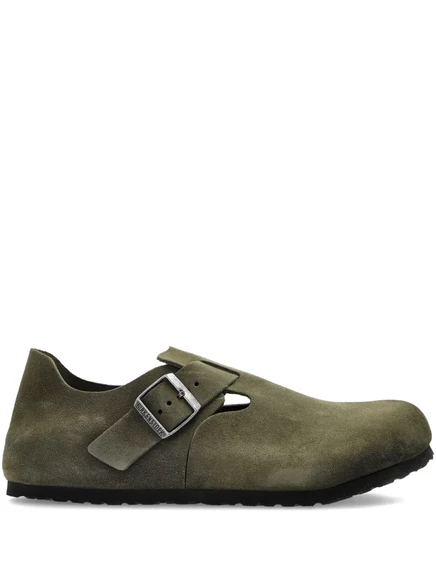 Мужские мюли Birkenstock London замшевые с пряжкой, зеленые