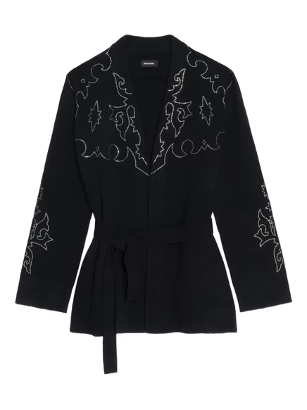 Женский кардиган Zadig & Voltaire с поясом и стразами, черный
