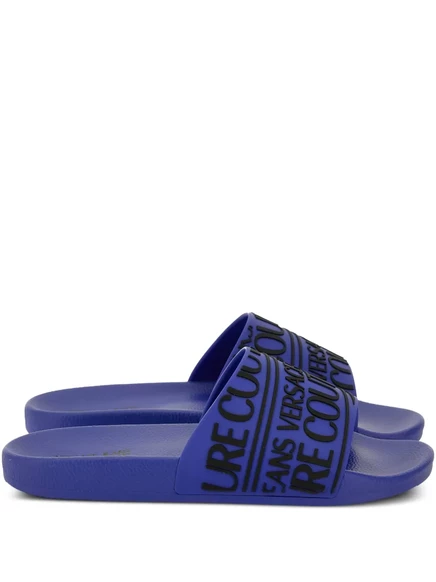 Мужские шлепанцы Versace Jeans Couture с тиснением логотипа, синие