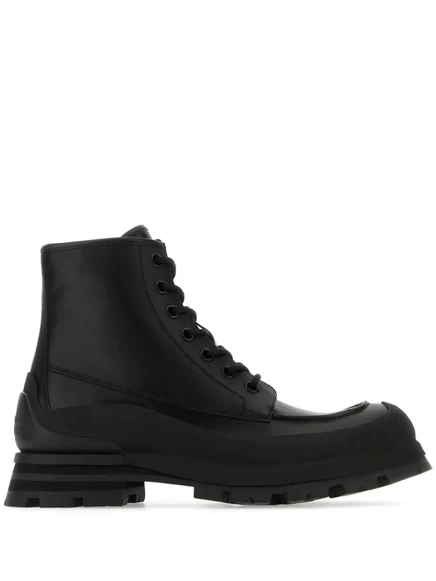 Армейские ботинки из тисненой кожи с логотипом Alexander McQueen black
