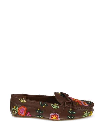 Женские лоферы DE SIENA SHOES с бусинами, коричневые