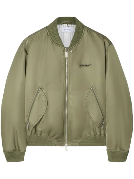 Мужская бомбер-куртка Off-White с вышитым логотипом, хаки
