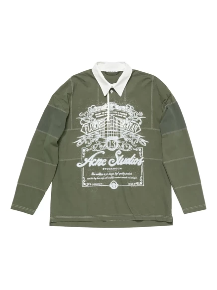 Футболка-поло Acne Studios с графическим принтом green