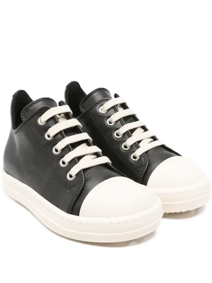 Детские кожаные кроссовки на шнуровке Rick Owens  black