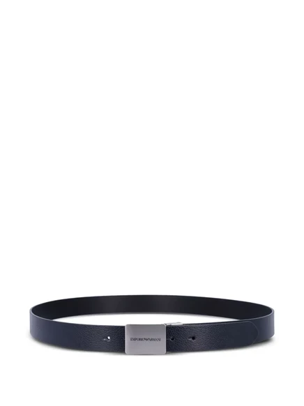 Мужской кожаный ремень Emporio Armani Plate, черный