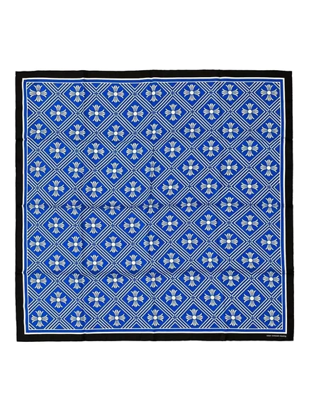 Унисекс шелковый шарф Chrome Hearts с крестами, синий